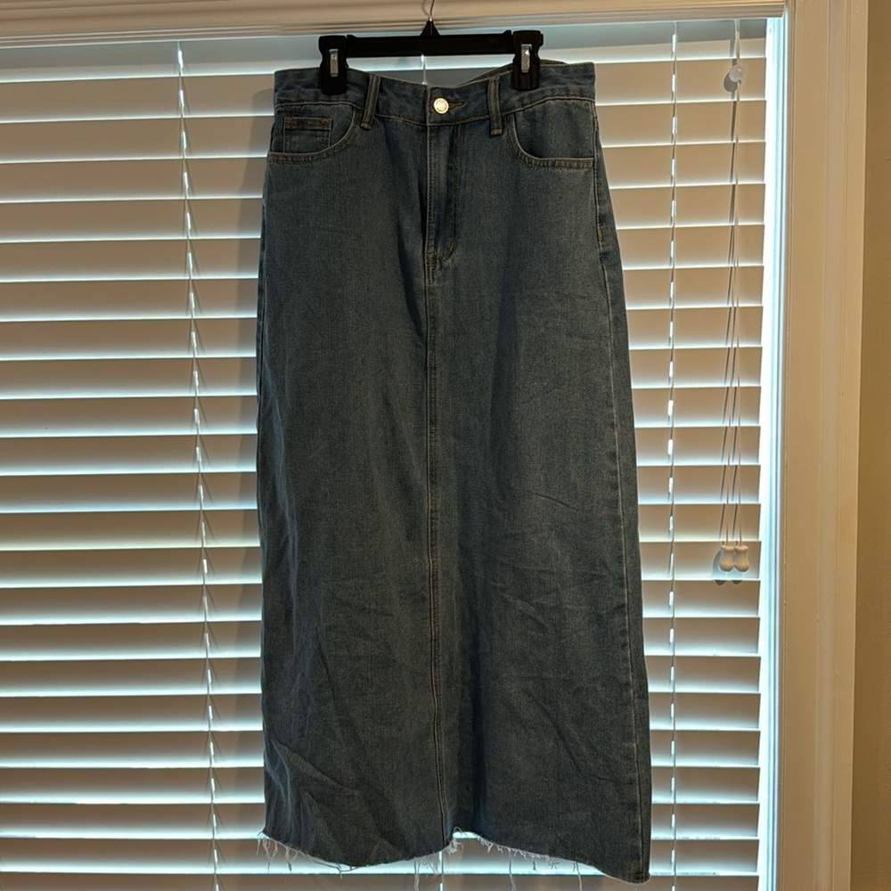 Long medium denim skirt